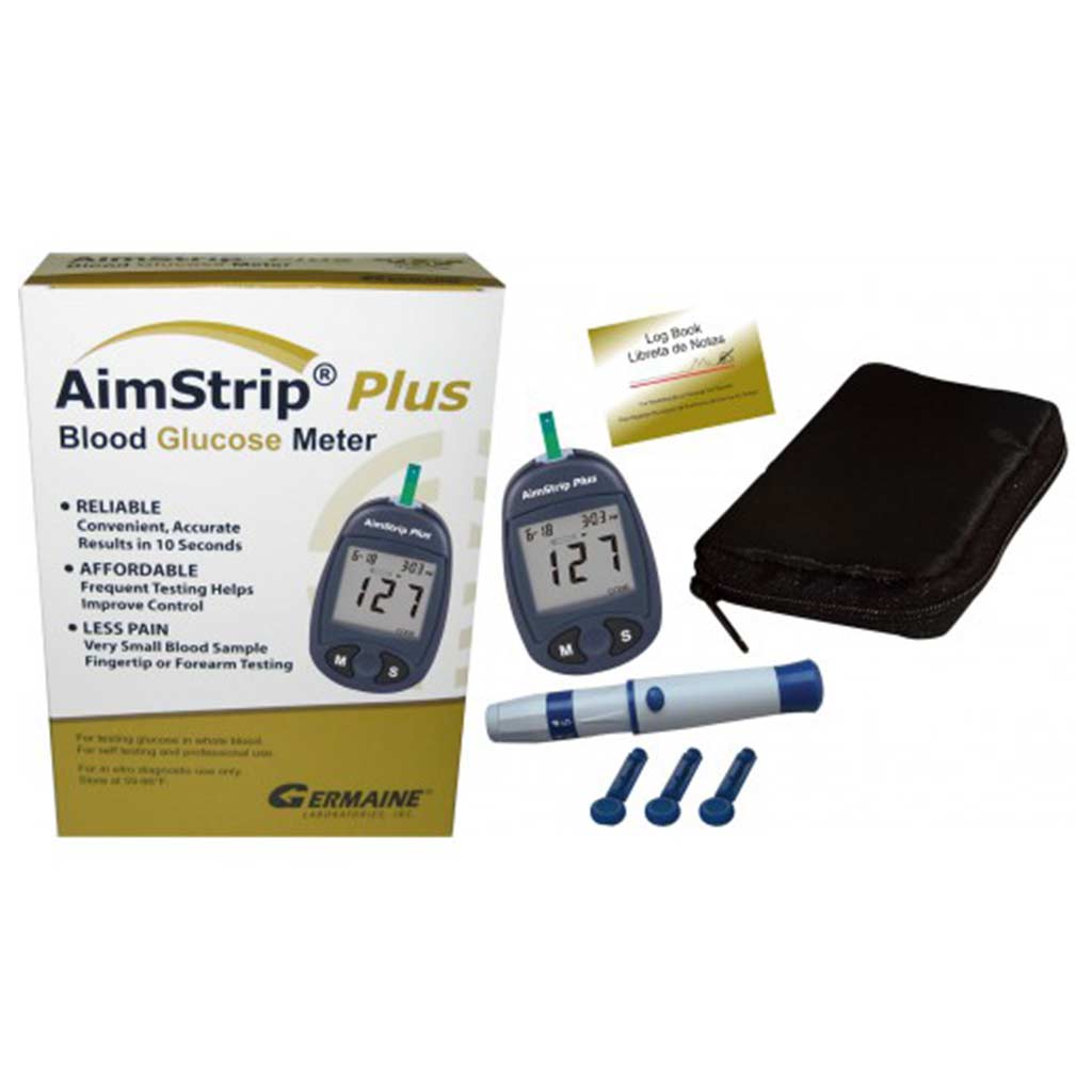 AimStrip® Plus Blood Glucose Meter Kit, 1 each - Germaine Laboratories