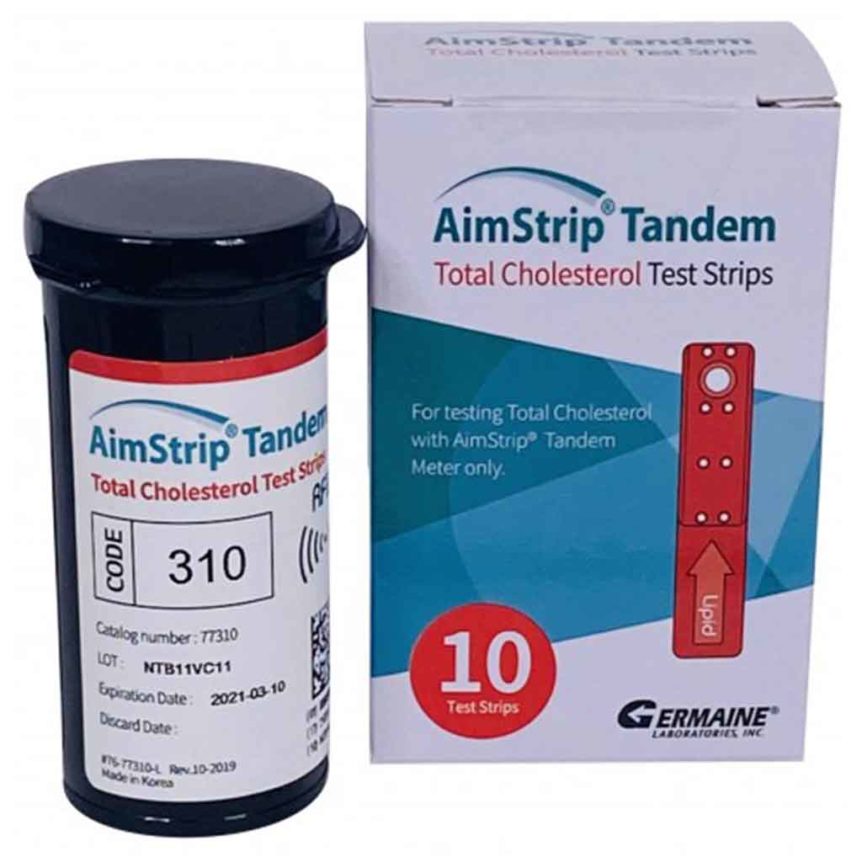 AimStrip® Tandem Total Cholesterol Test Strips, 10/Box Germaine